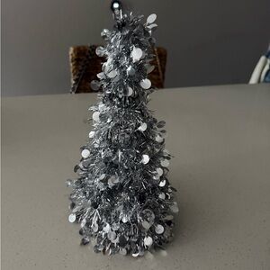 Silver Holiday Tinsel Tree